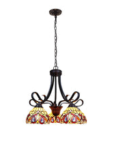 Load image into Gallery viewer, RADIANCE goods Victorian Tiffany-Style Dark Bronze 5 Light Large Chandelier 25" Wide