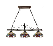 Load image into Gallery viewer, RADIANCE goods Victorian Tiffany-Style Dark Bronze 3 Light Island Pendant 45" Wide