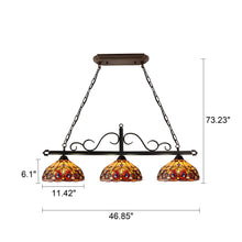 Load image into Gallery viewer, RADIANCE goods Victorian Tiffany-Style Dark Bronze 3 Light Island Pendant 45" Wide