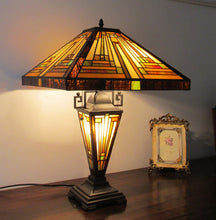Load image into Gallery viewer, RADIANCE goods Tiffany-Style 3 Light Mission Double Lit Table Lamp 16" Shade