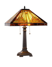 Load image into Gallery viewer, RADIANCE goods Tiffany-Style 2 Light Mission Table Lamp 16" Shade