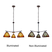 Load image into Gallery viewer, RADIANCE goods Mission Tiffany-Style Blackish Bronze 3 Light Mini Chandelier 27" Wide