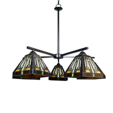 Load image into Gallery viewer, RADIANCE goods Mission Tiffany-Style Blackish Bronze 5 Light Large Chandelier 30" Wide