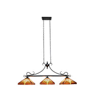 Load image into Gallery viewer, RADIANCE goods Mission Tiffany-Style Blackish Bronze 3 Light Island Pendant 47" Wide