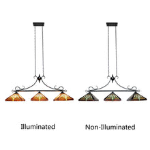 Load image into Gallery viewer, RADIANCE goods Mission Tiffany-Style Blackish Bronze 3 Light Island Pendant 47" Wide