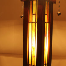Load image into Gallery viewer, RADIANCE goods Mission-Style 3 Light Double Lit Wooden Table Lamp 15" Shade