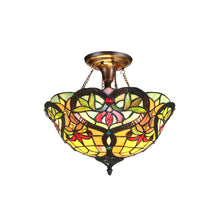 Load image into Gallery viewer, RADIANCE goods Tiffany 2 Light Victorian Semi-Flush Ceiling Mount 16" Wide