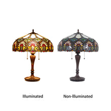 Load image into Gallery viewer, RADIANCE goods Tiffany-Style 2 Light Floral Table Lamp 18" Shade
