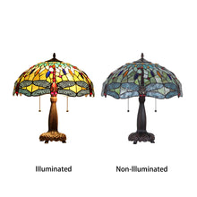 Load image into Gallery viewer, RADIANCE goods Tiffany-Style 2 Light Dragonfly Table Lamp 18" Shade
