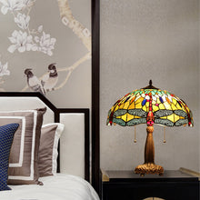 Load image into Gallery viewer, RADIANCE goods Tiffany-Style 2 Light Dragonfly Table Lamp 18" Shade