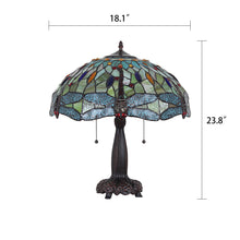 Load image into Gallery viewer, RADIANCE goods Tiffany-Style 2 Light Dragonfly Table Lamp 18" Shade