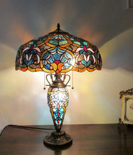 Load image into Gallery viewer, RADIANCE goods Tiffany-Style 3 Light Victorian Double Lit Table Lamp 18" Shade