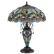 Load image into Gallery viewer, RADIANCE goods Tiffany-Style 3 Light Floral Double Lit Table Lamp 16" Shade