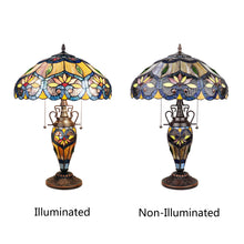 Load image into Gallery viewer, RADIANCE goods Tiffany-Style 3 Light Floral Double Lit Table Lamp 16" Shade
