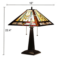 Load image into Gallery viewer, RADIANCE goods Tiffany-style 2 Light Mission Table Lamp 16" Shade
