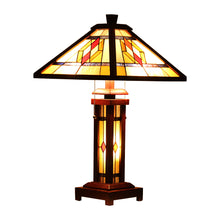 Load image into Gallery viewer, RADIANCE goods Mission-Style 3 Light Double Lit Wooden Table Lamp 15" Shade