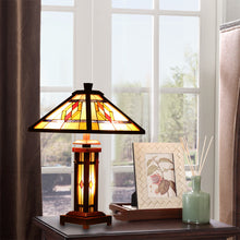 Load image into Gallery viewer, RADIANCE goods Mission-Style 3 Light Double Lit Wooden Table Lamp 15" Shade