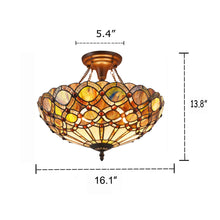 Load image into Gallery viewer, RADIANCE goods Tiffany 2 Light Victorian Semi-Flush Ceiling Mount 16" Wide