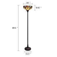 Load image into Gallery viewer, RADIANCE goods Victorian-Style Dark Bronze 1-Light Torchiere Floor Lamp 14" Shade