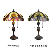 Load image into Gallery viewer, RADIANCE goods Victorian Tiffany-Syle Dark Bronze 2 Light Table Lamp 16" Wide