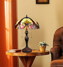 Load image into Gallery viewer, RADIANCE goods Victorian Tiffany-Syle Dark Bronze 2 Light Table Lamp 16" Wide