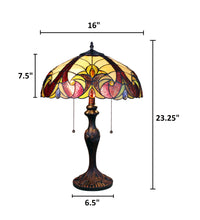 Load image into Gallery viewer, RADIANCE goods Victorian Tiffany-Syle Dark Bronze 2 Light Table Lamp 16" Wide