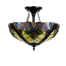 Load image into Gallery viewer, RADIANCE goods Victorian Tiffany-Style Dark Bronze 2 Light Semi-Flush Fixture 16" Wide