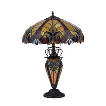 Load image into Gallery viewer, RADIANCE goods Tiffany-Style 3 Light Victorian Double Lit Table Lamp 18" Shade