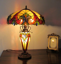 Load image into Gallery viewer, RADIANCE goods Tiffany-Style 3 Light Victorian Double Lit Table Lamp 18" Shade