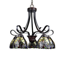 Load image into Gallery viewer, RADIANCE goods Victorian Tiffany-Style Dark Bronze 5 Light Large Chandelier 24" Wide