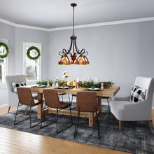 Load image into Gallery viewer, RADIANCE goods Victorian Tiffany-Style Dark Bronze 5 Light Large Chandelier 24" Wide