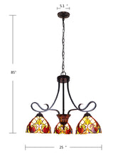 Load image into Gallery viewer, RADIANCE goods Victorian Tiffany-Style Dark Bronze 3 Light Mini Chandelier 25" Wide