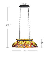 Load image into Gallery viewer, RADIANCE goods Victorian Tiffany-Style Dark Bronze 3 Light Island Pendant 28" Wide