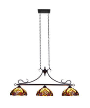 Load image into Gallery viewer, RADIANCE goods Victorian Tiffany-style Dark Bronze 3 Light Island Pendant 47" Wide