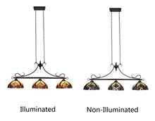 Load image into Gallery viewer, RADIANCE goods Victorian Tiffany-style Dark Bronze 3 Light Island Pendant 47" Wide
