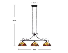 Load image into Gallery viewer, RADIANCE goods Victorian Tiffany-style Dark Bronze 3 Light Island Pendant 47" Wide