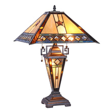 Load image into Gallery viewer, RADIANCE goods Tiffany-Style 3 Light Mission Double Lit Table Lamp 16" Shade