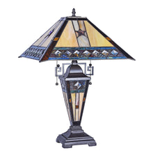 Load image into Gallery viewer, RADIANCE goods Tiffany-Style 3 Light Mission Double Lit Table Lamp 16" Shade