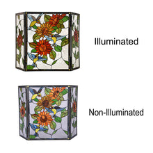 Load image into Gallery viewer, RADIANCE goods Tiffany-Style 3pcs Folding Floral Fireplace Screen 44" Wide