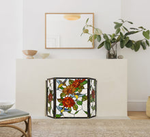 Load image into Gallery viewer, RADIANCE goods Tiffany-Style 3pcs Folding Floral Fireplace Screen 44" Wide