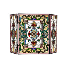 Load image into Gallery viewer, RADIANCE goods Victorian 3pcs Folding Stained Glass Fireplace Screen 44" Wide