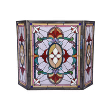 Load image into Gallery viewer, RADIANCE goods Victorian 3pcs Folding Stained Glass Fireplace Screen 44" Wide