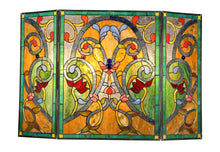 Load image into Gallery viewer, RADIANCE goods Victorian 3pcs Folding Stained Glass Fireplace Screen 44x28