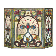 Load image into Gallery viewer, RADIANCE goods Victorian 3pcs Folding Stained Glass Fireplace Screen 44" Wide