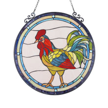 Load image into Gallery viewer, RADIANCE goods Rooster Stained Glass Window Panel 24"x24"