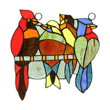 Load image into Gallery viewer, RADIANCE goods Birds Stained Glass Window Panel 9.3"x8.9"