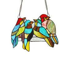 Load image into Gallery viewer, RADIANCE goods Birds Stained Glass Window Panel 9.8"x7.9"