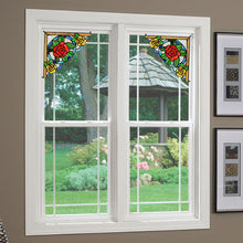 Load image into Gallery viewer, RADIANCE goods Floral Stained Glass Window Panel 9.8"x9.8"