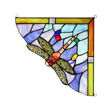 Load image into Gallery viewer, RADIANCE goods Dragonfly Stained Glass Window Panel 9.8"x9.8"