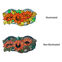 Load image into Gallery viewer, RADIANCE goods Floral Stained Glass Window Panel 17.3"x8.7"